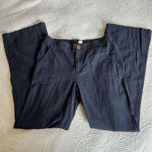 Roxy navy linen pants fit n flare EUC L